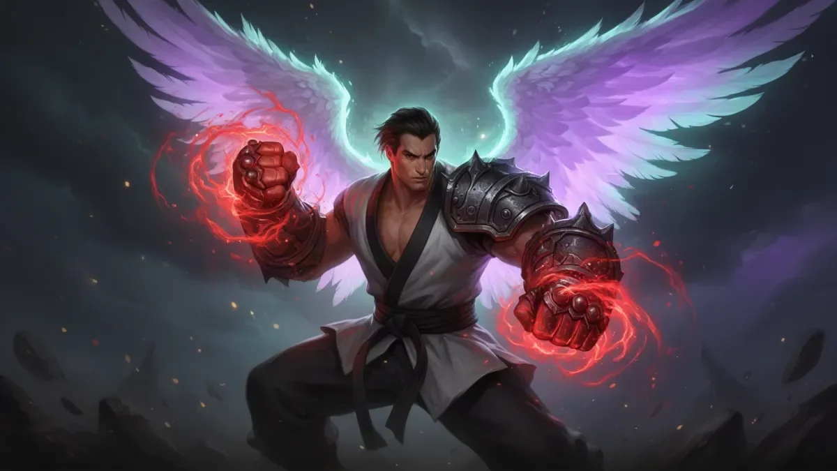 AION 2 Brawler illustration: martial artist with gauntlets glowing with rage