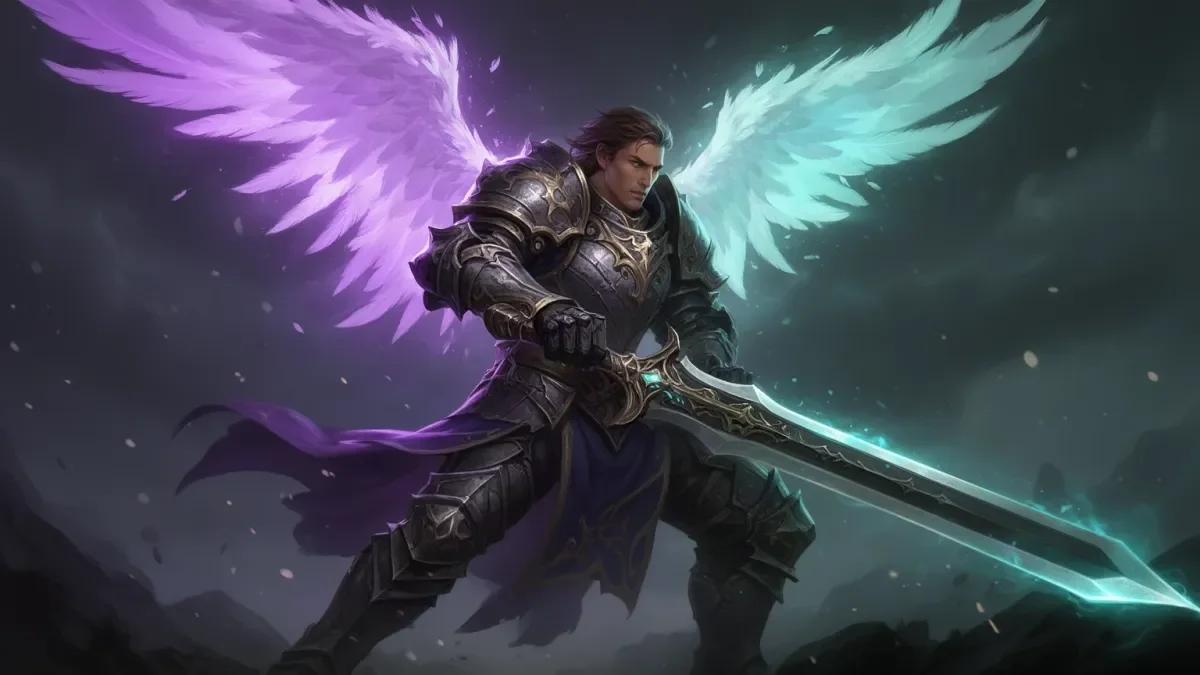 AION 2 Gladiator build illustration: armored Daeva swinging a greatsword